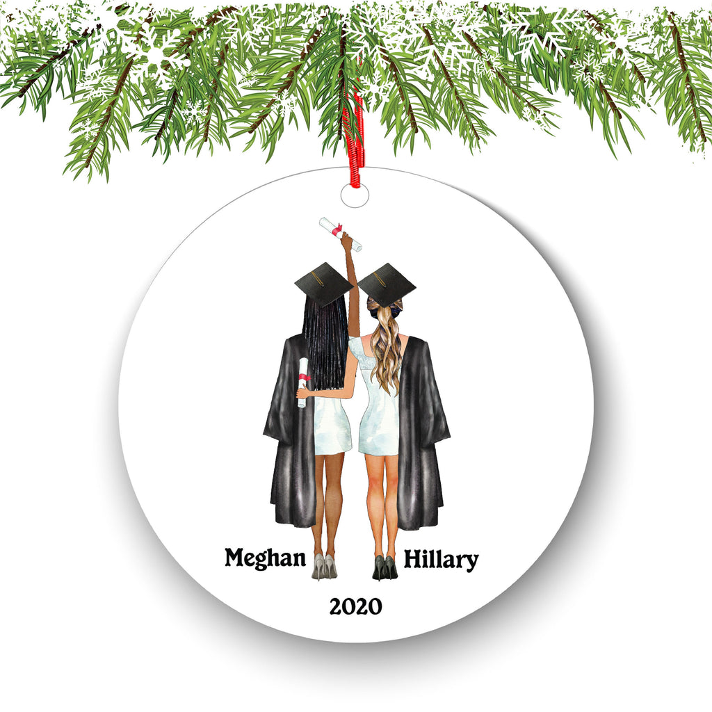 Personalized Graduation Christmas Ornament Class of 2020 2021 for Graduate Female Bff Besties Masters Bachelor Doctorate College High School