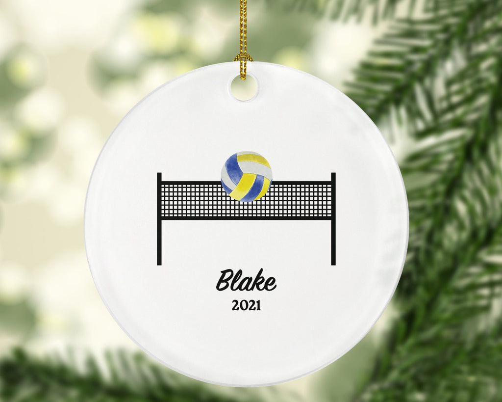 Volleyball Team Player Sports Christmas Ornament, Coach Gift Game Playing Personalized Gamer Custom Ball and Field with Name Fan Hobby