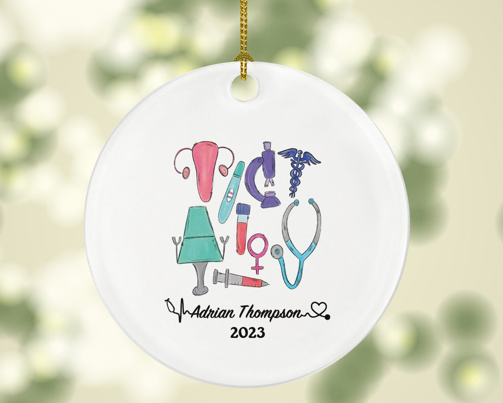Obstetrician Gynecology Nurse Midwife Doctor Christmas Ornament Personalized - OB-GYN Obgyn Gynecologist - Medical Dr Gift for MD
