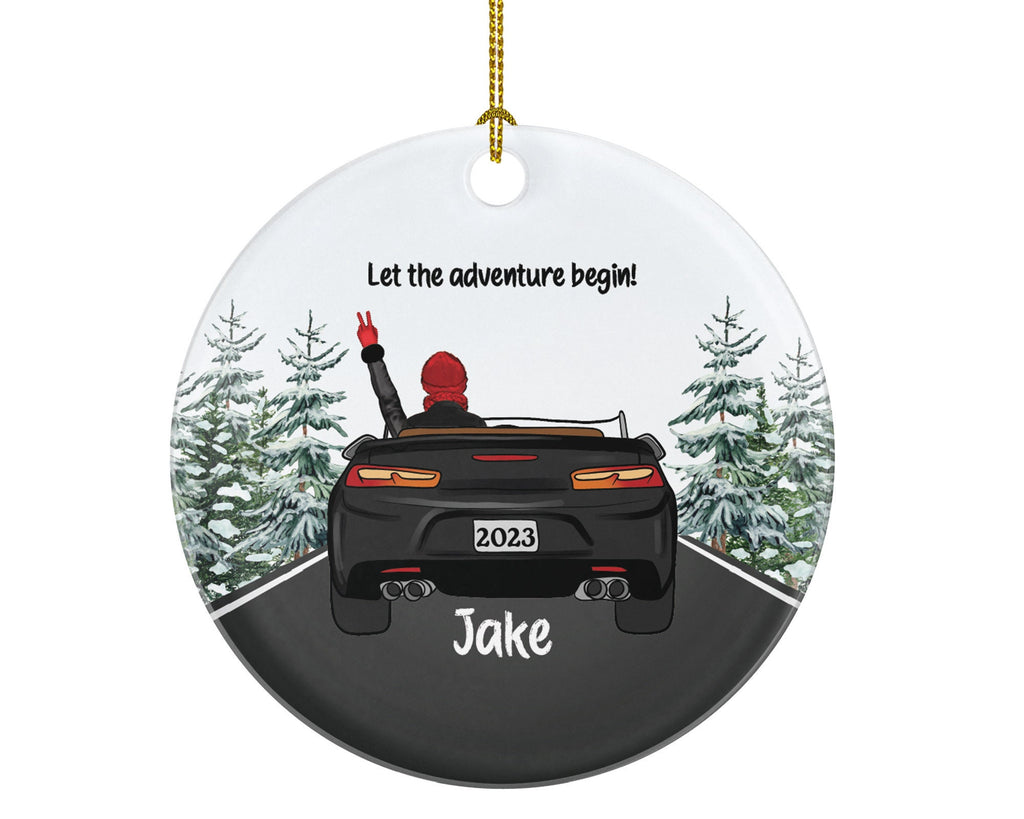 Personalized New Driver Christmas Ornament Boy Male Car Driving Convertible New License Owner Driver's License Plate Custom Gift For Teenage