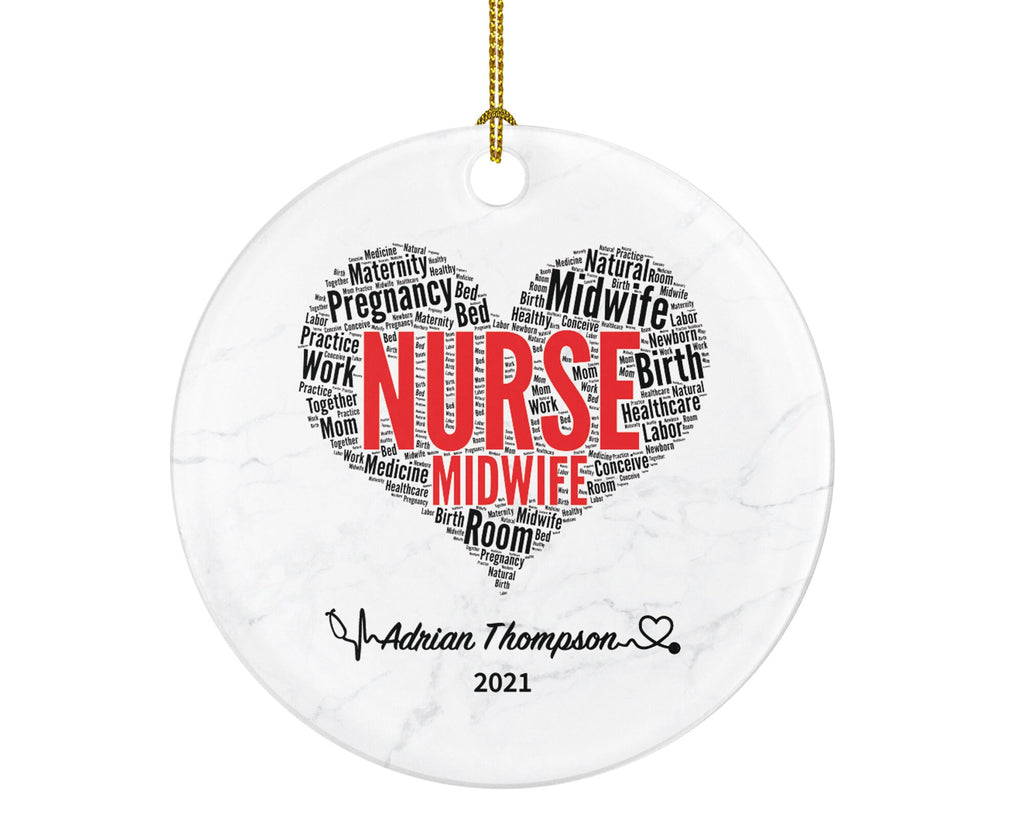 Nurse Midwife Christmas Ornament Personalized - Midwife Nursing Nurse Health Worker Gift from Patient for Nurse Custom Medical