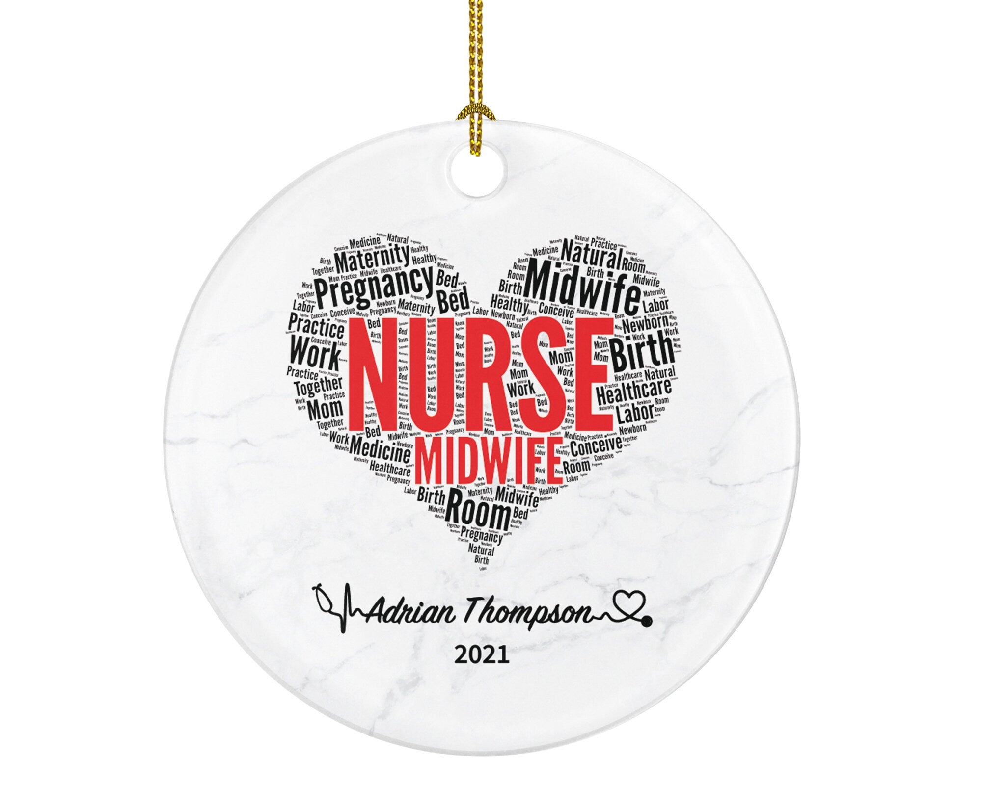 Nurse Midwife Christmas Ornament Personalized - Midwife Nursing Nurse Health Worker Gift from Patient for Nurse Custom Medical