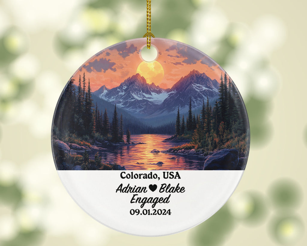 Colorado Christmas Ornament Personalized - CO Engaged Married Family Together Couple Travel Honeymoon Engagement Marriage