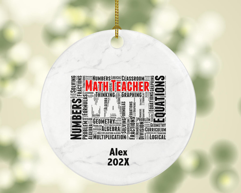 Personalized Math Teacher Christmas Ornament – Custom Teacher Gift – Mathematics Classroom Ornament – Educator Holiday Keepsake