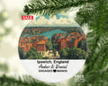 Ipswich England Round Ceramic Christmas Ornament – Personalized Riverside Views Keepsake, Custom Couple Gift for Wedding or Honeymoon