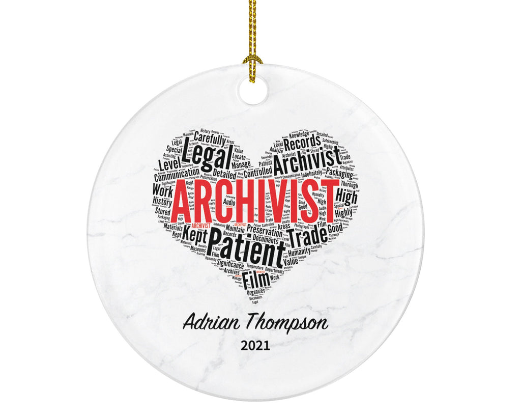Archivist Christmas Ornament Personalized - Archives Specialists Technicians Conservators Records Managers Thank You Appreciation Gift