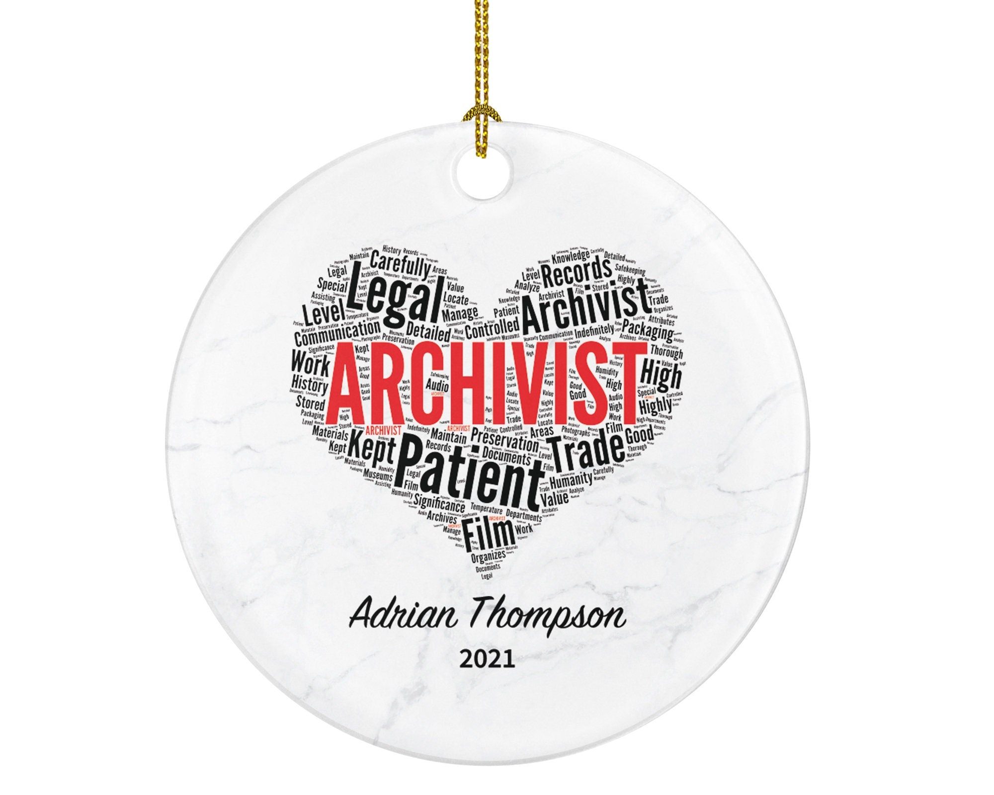 Archivist Christmas Ornament Personalized - Archives Specialists Technicians Conservators Records Managers Thank You Appreciation Gift
