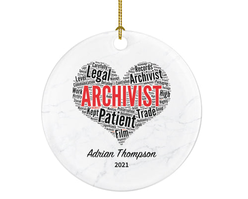 Archivist Christmas Ornament Personalized - Archives Specialists Technicians Conservators Records Managers Thank You Appreciation Gift