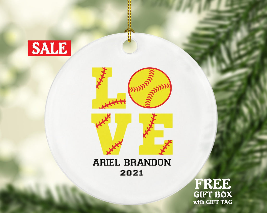 Tennis Love with Ball Gamer Christmas Ornament Personalized - Tennis Player Sports Custom Name Gift Coach Team Hobby Fan Gift