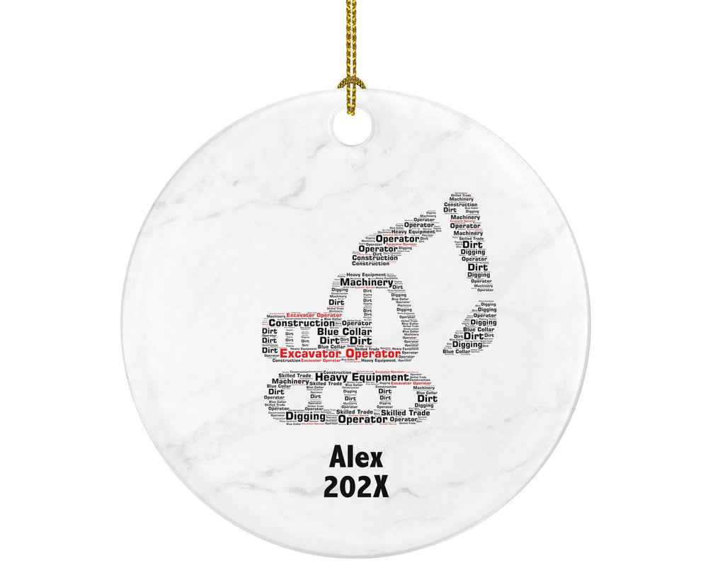 Personalized Excavator Operator Christmas Ornament – Custom Construction Gift – Heavy Equipment Ornament – Digger Operator Keepsake