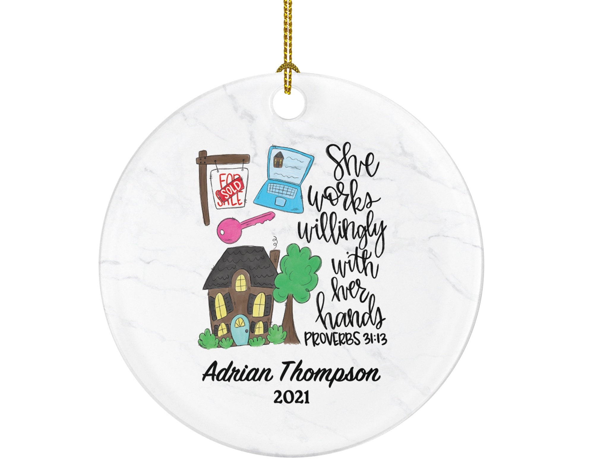 Realtor Real Estate Agent Personalized Ornament - House Broker Personalized Ornament- New Real Estate Seller Christmas Ornament
