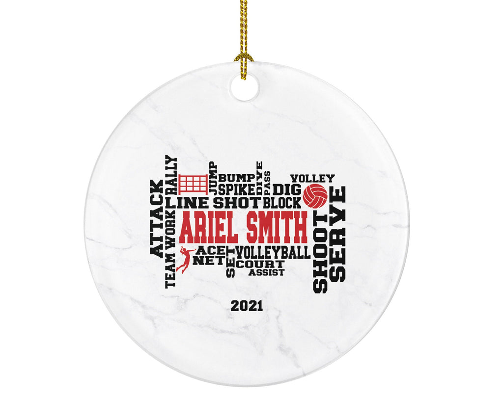 Volleyball Team Player Sports Christmas Ornament, Coach Gift Game Playing Personalized Gamer Custom Ball with Name Fan Hobby