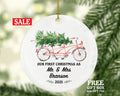 Personalized Mr & Mrs Christmas Ornament - Tandem Bicycle Couples Wedding Newlywed Gift Just Married Newly Wed Custom Bride Groom