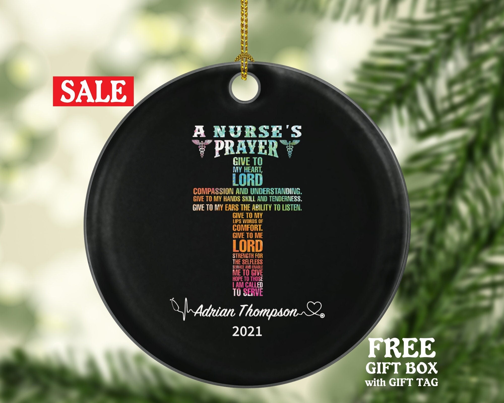 Nurse Prayer Christmas Ornament Personalized - Nursing Registered Nurse Health Worker Gift from Patient for Nurse RN Custom Medical