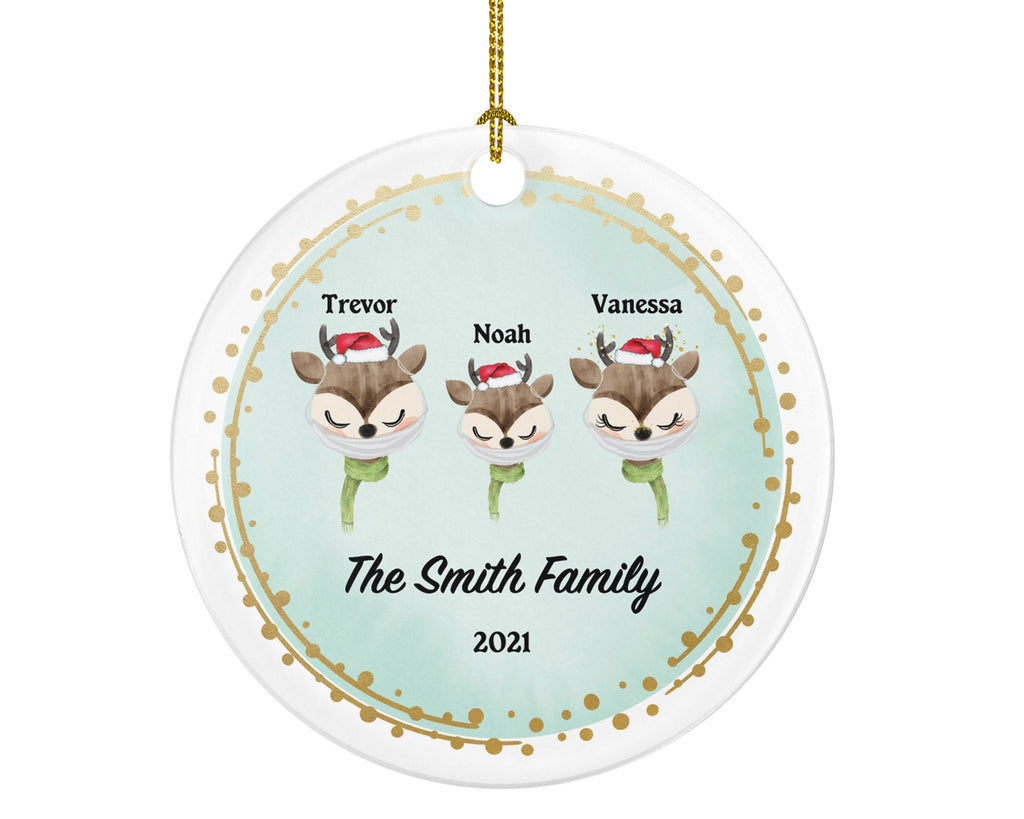 Family With Mask Personalized Ornament - Christmas Gift - 1,  2, 3, 4 Family Ornament