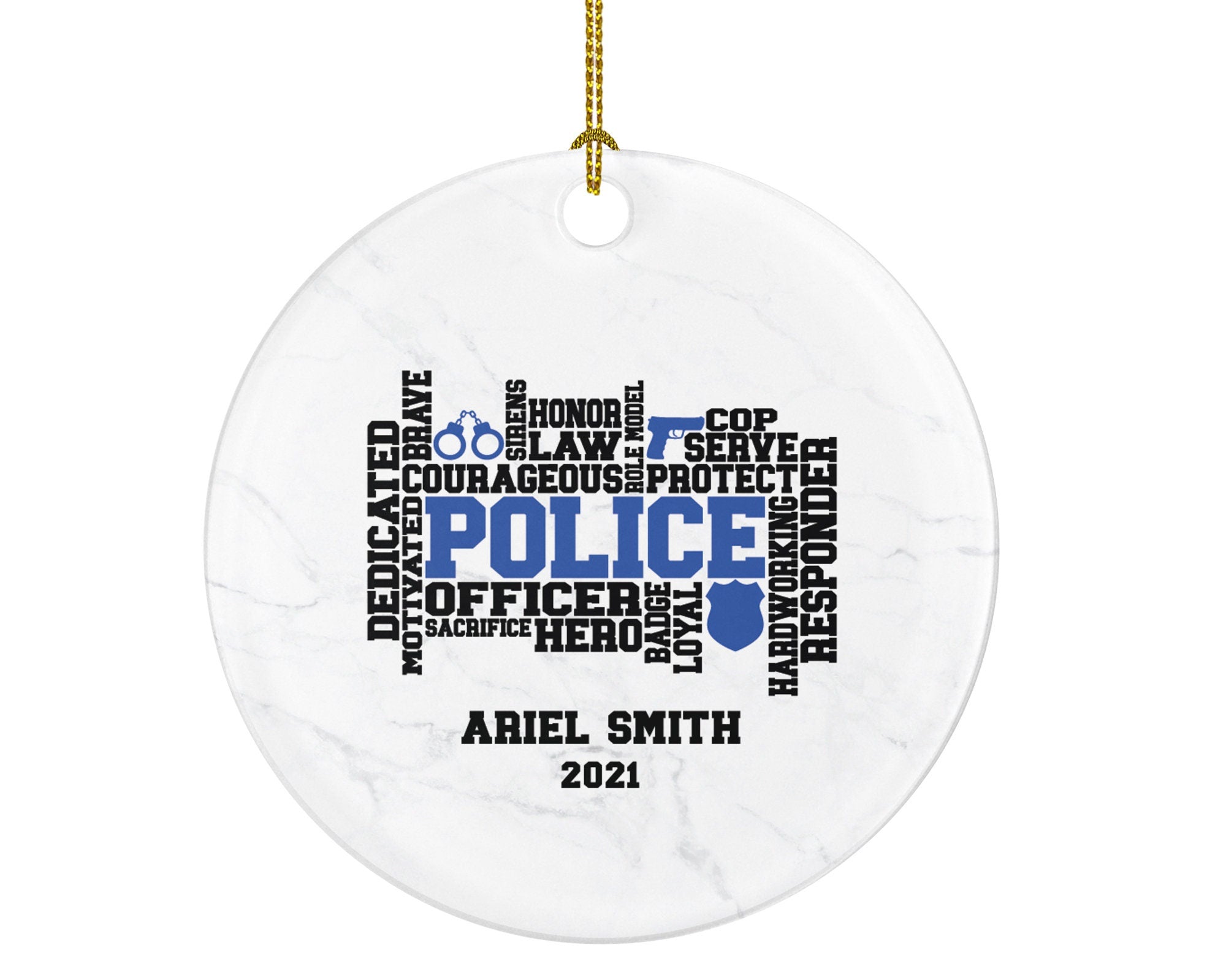 Policeman Christmas Ornament Personalized - Police Team Officer Custom Gift