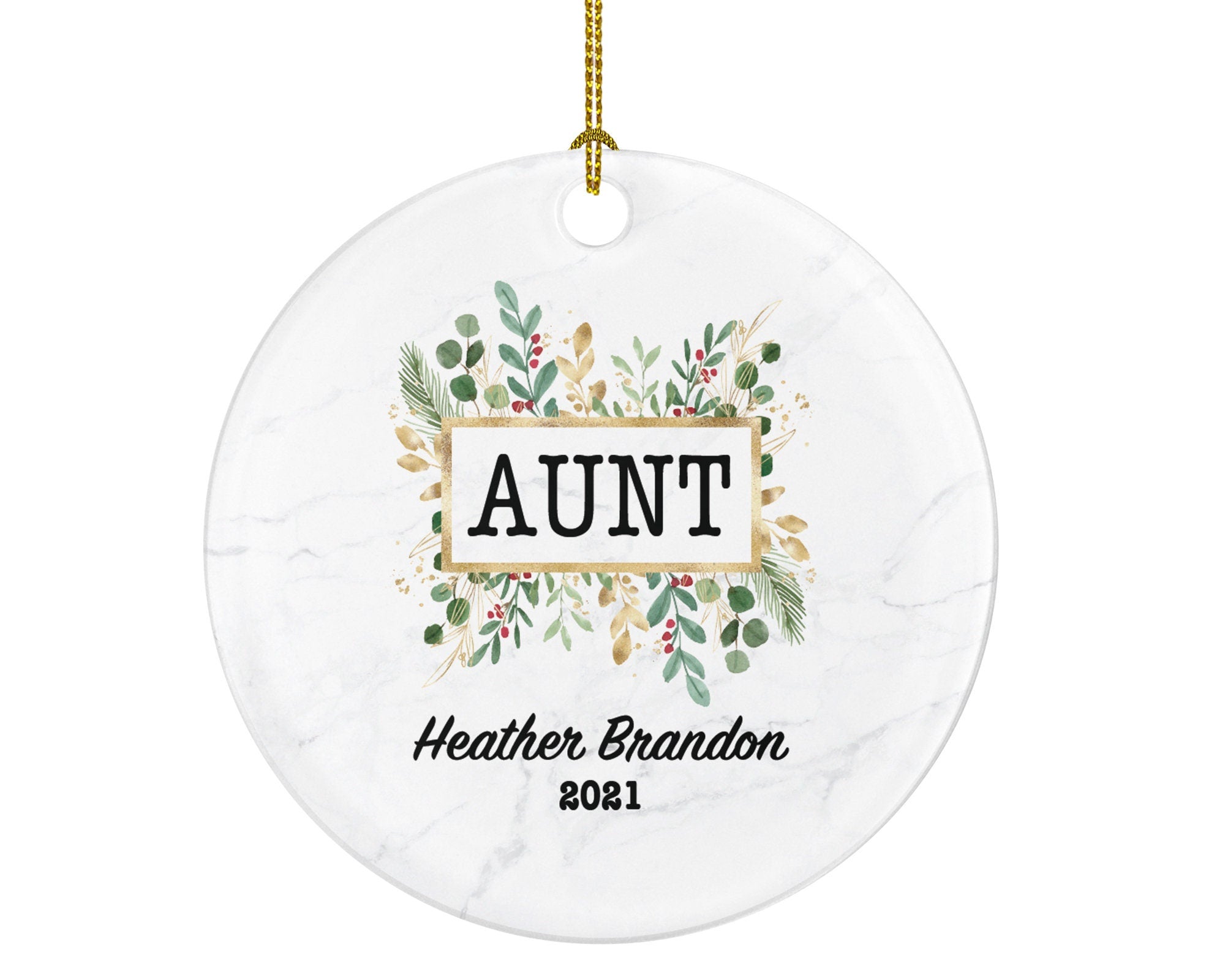 Aunt Personalized Ornaments - Best Aunt Ever Custom Gift for Aunt from Niece Nephew