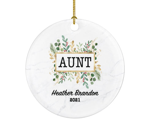 Aunt Personalized Ornaments - Best Aunt Ever Custom Gift for Aunt from Niece Nephew