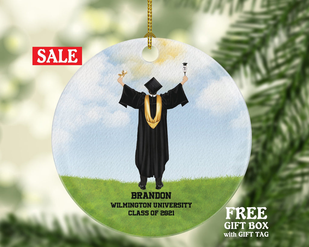 Personalized Graduation Christmas Ornament - for Boy Male Class of for Graduate Masters Bachelor Doctorate College High School Degree