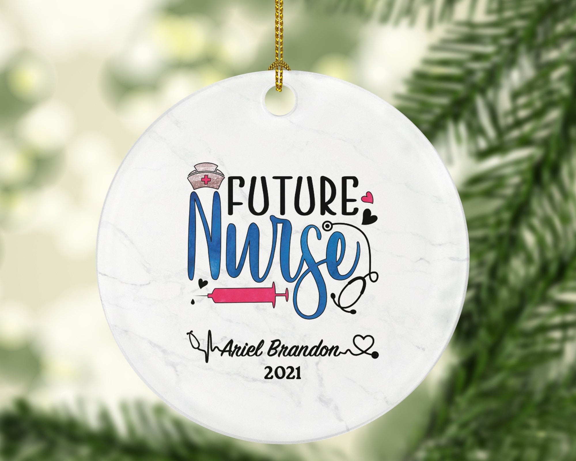 Future Nurse Christmas Ornament Personalized - Nurse Student Custom Gift Graduation Gift for Graduate Nursing School Student