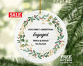 First Christmas Engaged Personalized Ornament - Engagement Announcement Couple Gift - Greenery Frame