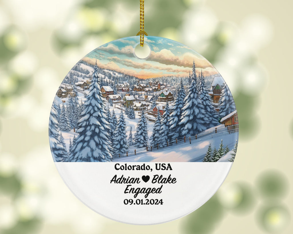 Colorado Christmas Ornament Personalized - CO Engaged Married Family Together Couple Travel Honeymoon Engagement Marriage
