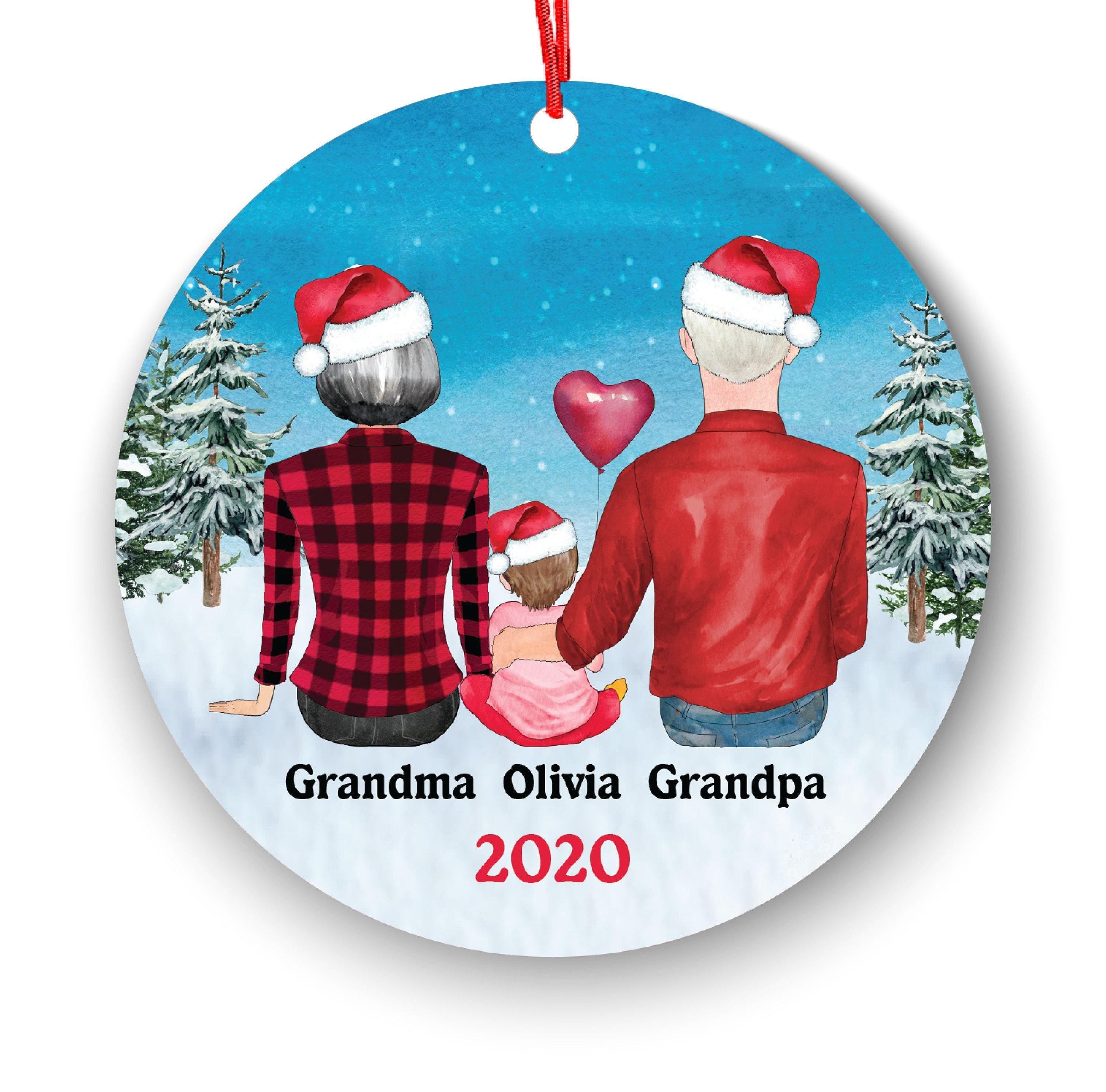 Grandparents Christmas Ornament: Personalized Baby Boy or Girl - Ceramic