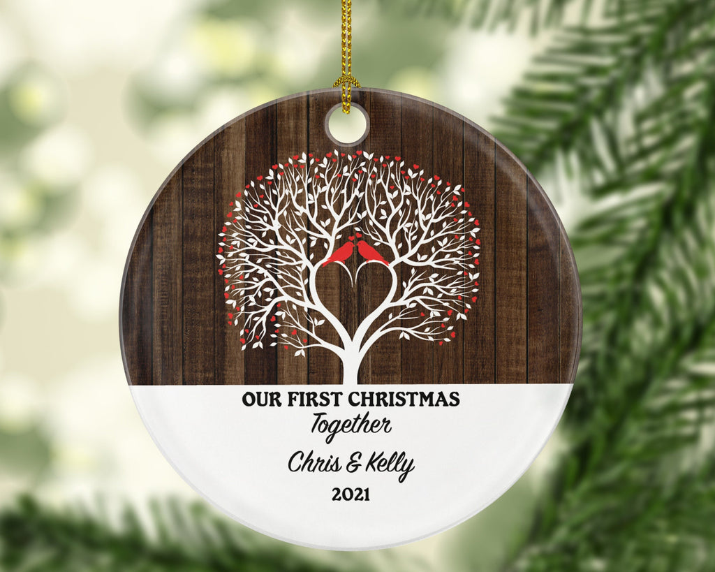 Couples Christmas Ornament - First Christmas Together Personalized - Custom New Couple Gift - Names and Year