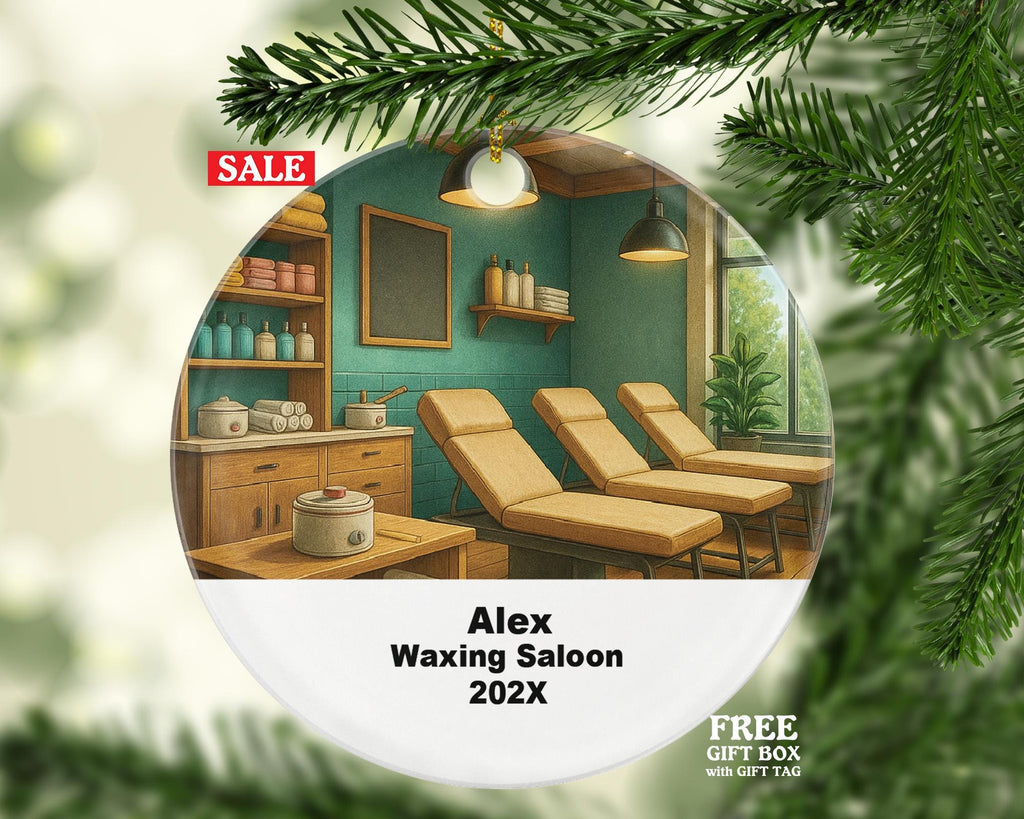 Custom Waxing Salon Ornament – Personalized Gift for Estheticians, Beauty Spa Owners, and Salon Professionals 202X