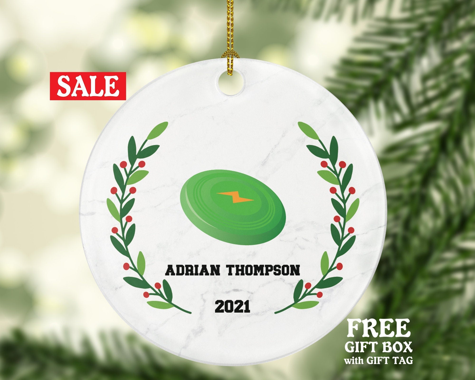 Frisbee Game Player Christmas Ornament Personalized-  Custom Frisbee Lover Gift