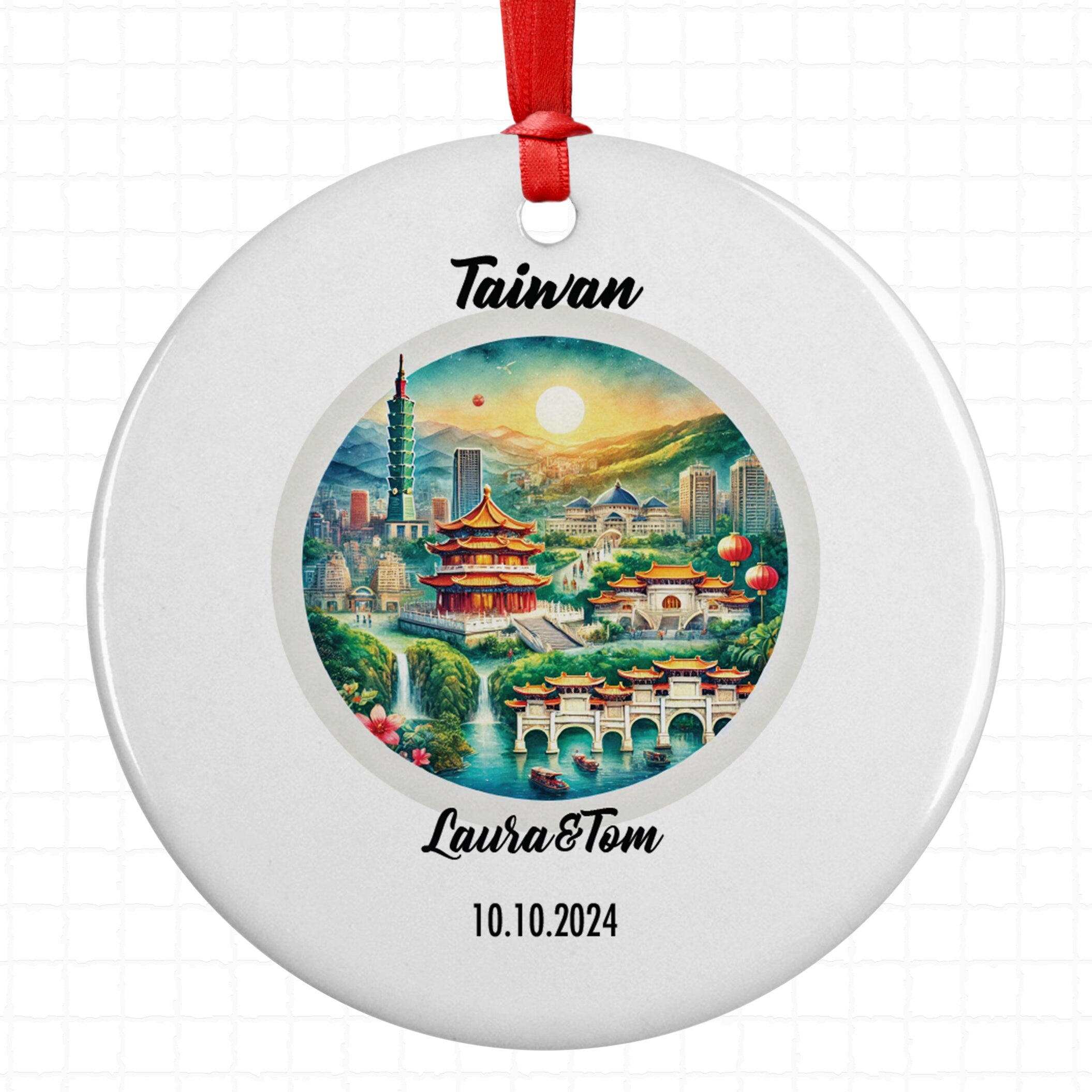 Taiwan Ornament, Engagement, Married, Travel, Gift for Engaged Couple, Engagement Gift, Trip, Vacation Souvenir