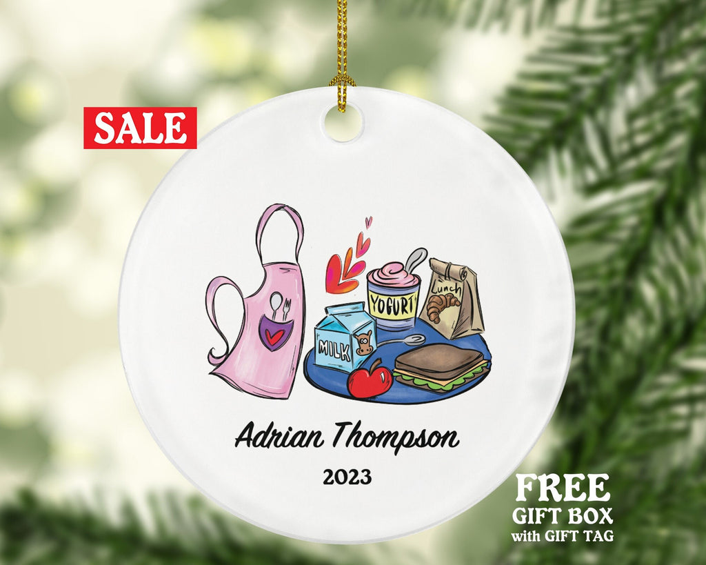 Cafeteria Worker or Manager Christmas Ornament Personalized - Gift for Cafe Employer Employee Custom Name Year