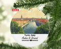 Custom Italy Turin Christmas Ornament, River Po, Alpine Backdrop, Personalized Couple Gift, Celebrate Wedding, Engagement, Honeymoon
