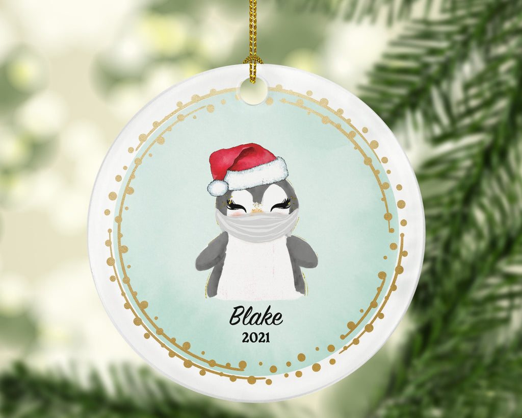 Kid with mask Christmas Ornament Personalized, Custom Child Children Baby Covid Quarantine Survivor Bear Pandemic