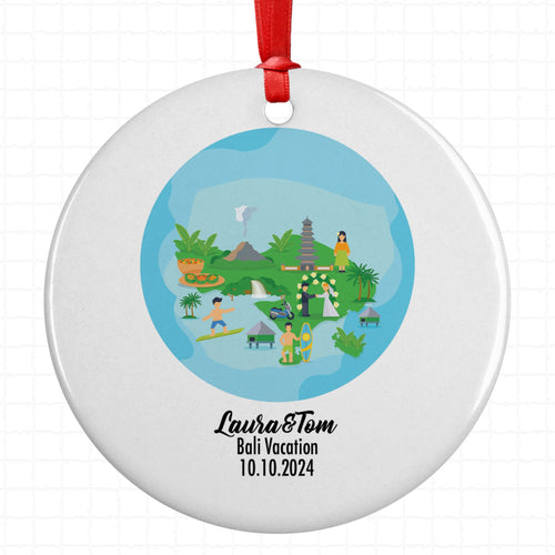 Bali, Indonesia, Ornament, Engagement, Married, Travel, Gift for Engaged Couple, Engagement Gift, Trip, Vacation Souvenir
