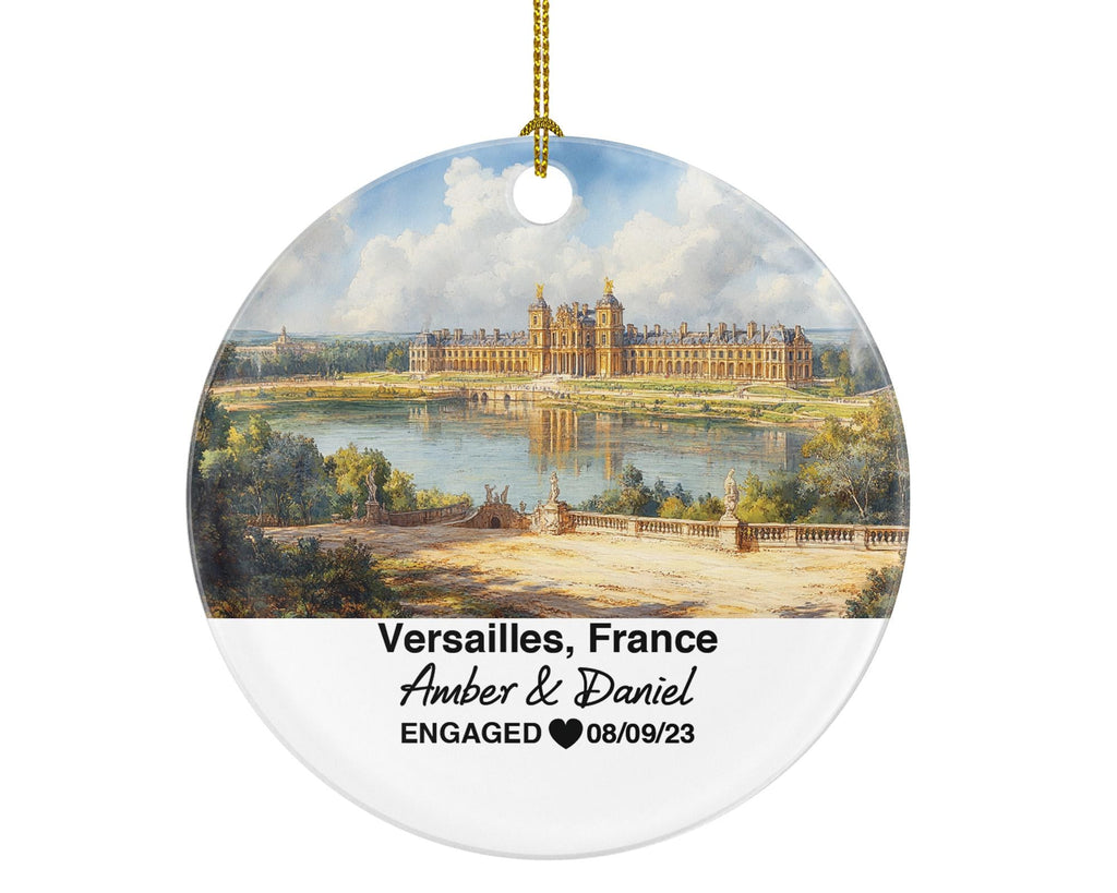 Personalized Versailles France Christmas Ornament, Château de Versailles, Mr & Mrs Wedding, Engagement, or Honeymoon Keepsake for Couples