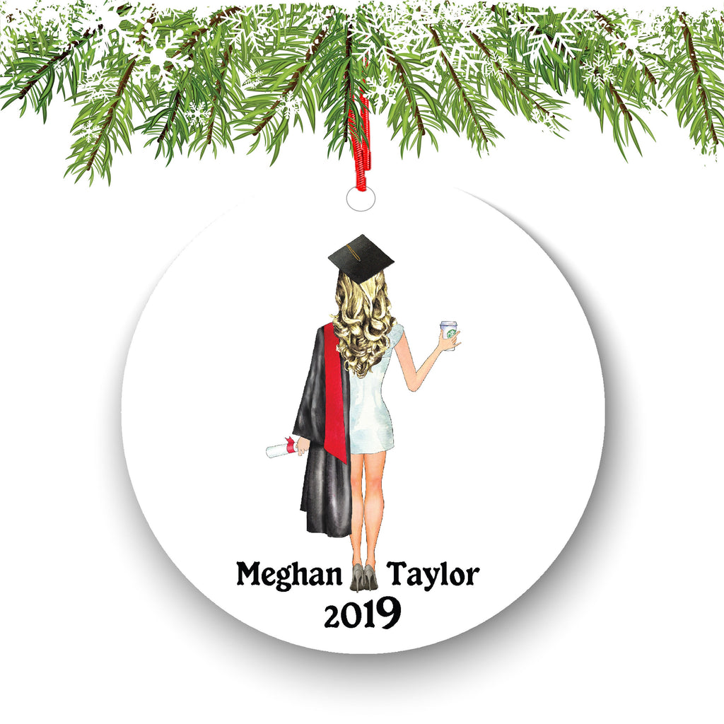 Personalized Graduation Christmas Ornament Class of 2020 2021 Custom Gift for Graduate Masters Bachelor Doctorate College High School Degree