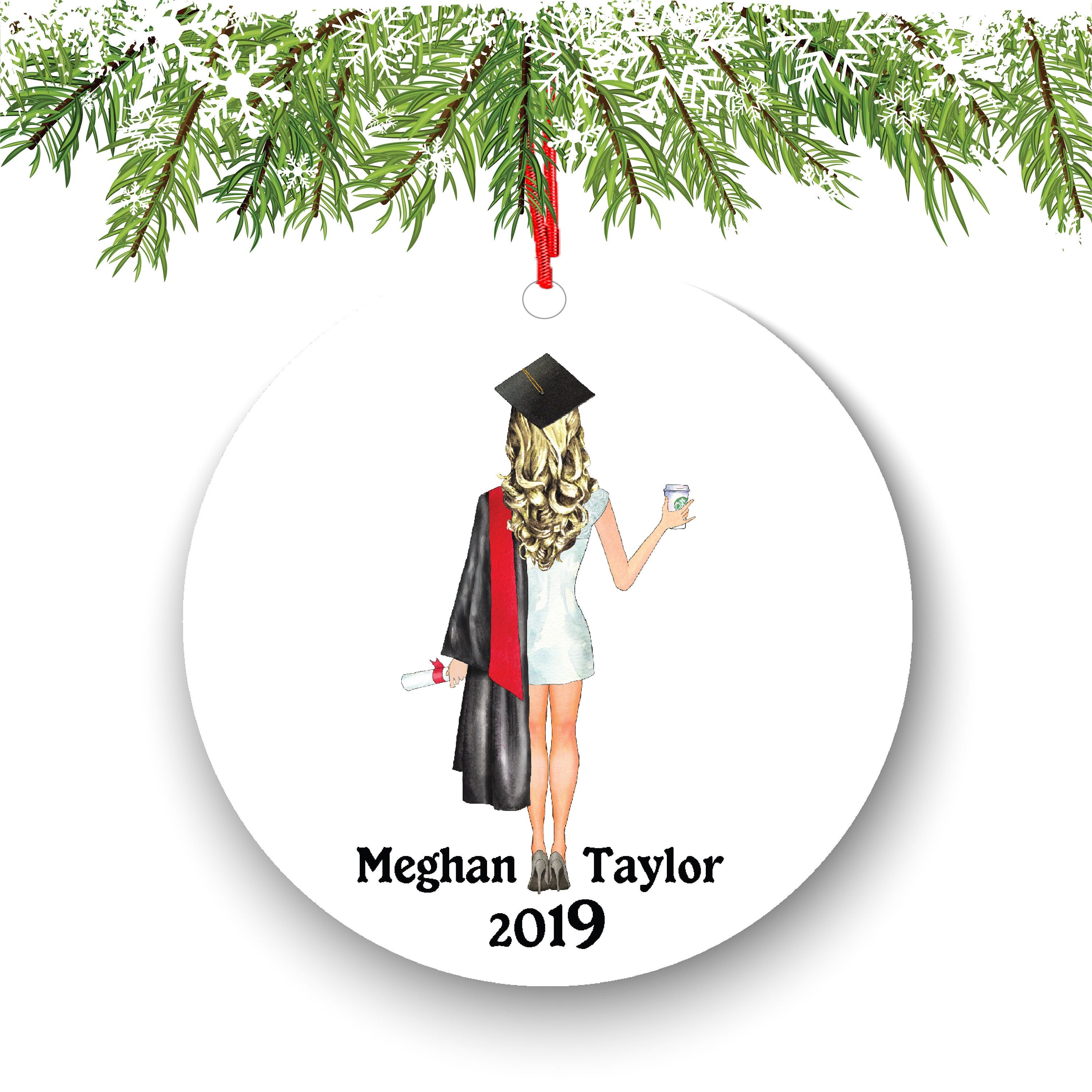 Personalized Graduation Christmas Ornament Class of 2020 2021 Custom Gift for Graduate Masters Bachelor Doctorate College High School Degree