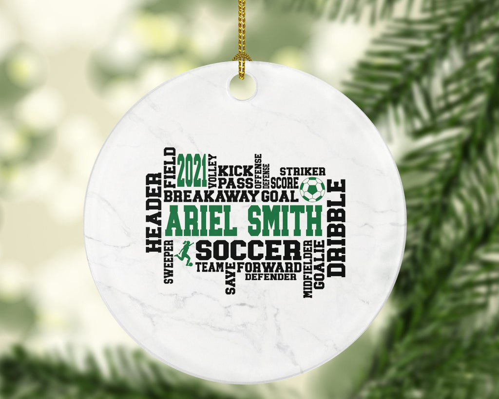 Soccer Playing Christmas Ornament Personalized- Goal Keeper Saver Coach Team Player Gift Gamer Sports Match Champion - Female Male Girl Boy
