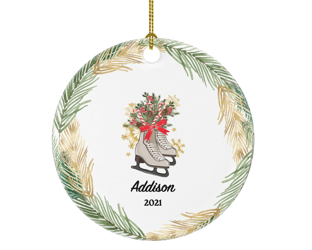 Ice Skates Figure Personalized Christmas Ornament, Ice Figure Skates, Custom Ice Skating Ornament, Personalized Christmas Tree Ornament