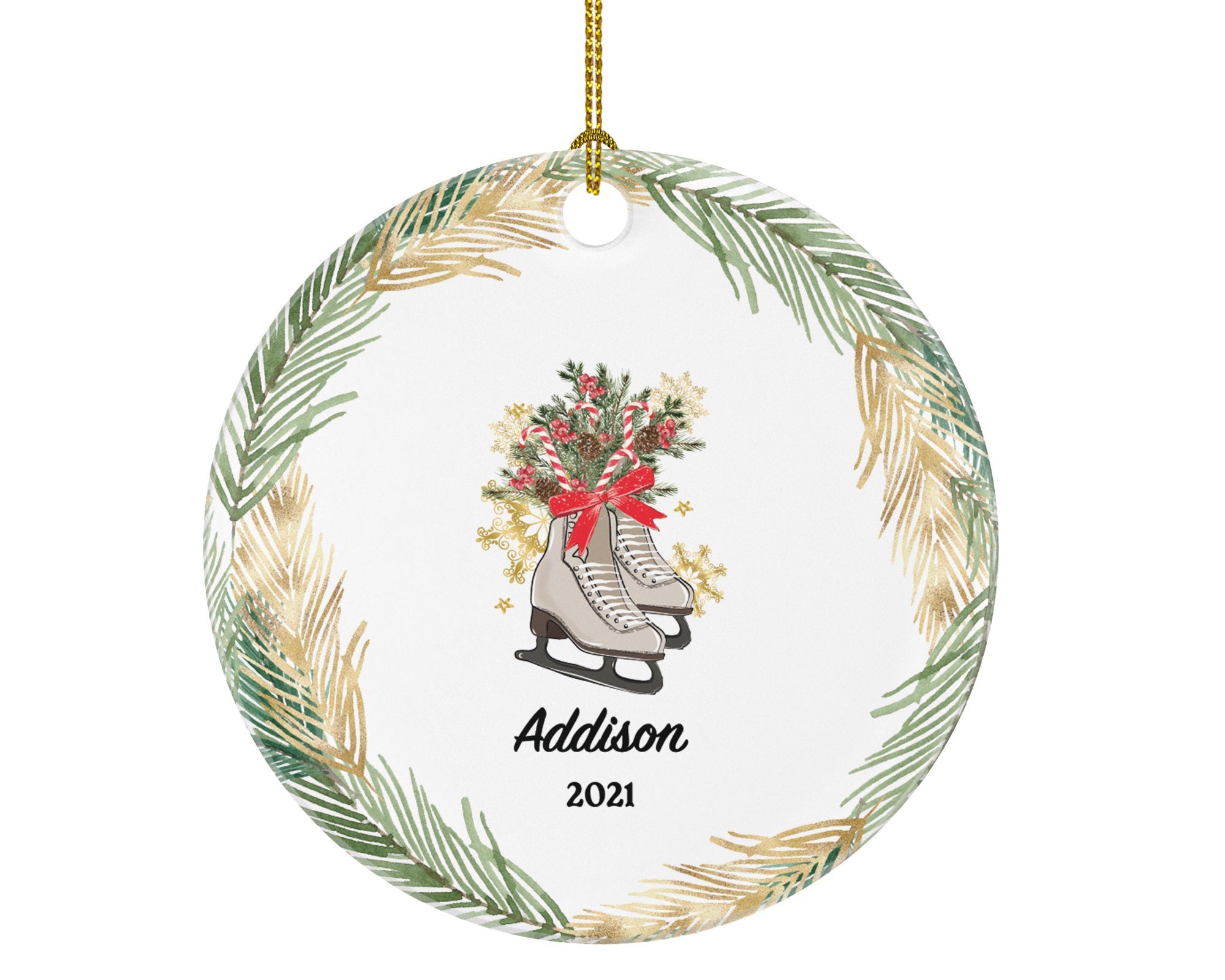 Ice Skates Figure Personalized Christmas Ornament, Ice Figure Skates, Custom Ice Skating Ornament, Personalized Christmas Tree Ornament
