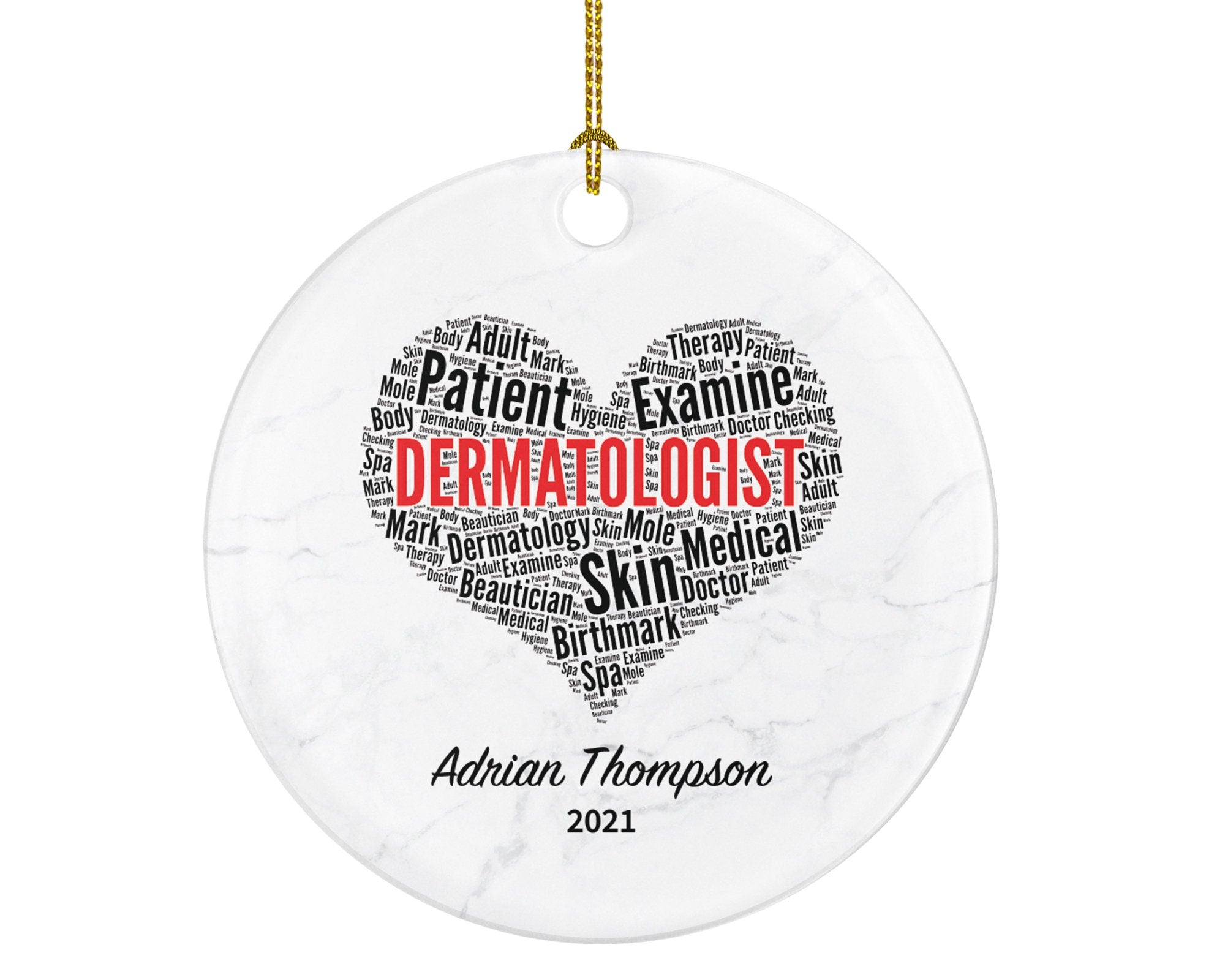 Dermatologist Christmas Ornament Personalized, Medical Doctor Skin Hair Nail Treatment Custom Gift from a Patient
