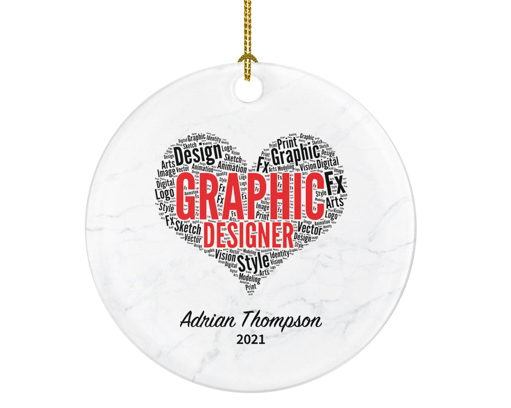 Graphic Designer Christmas Ornament Personalized - Graphic Design Lover - Custom Name Year Gift