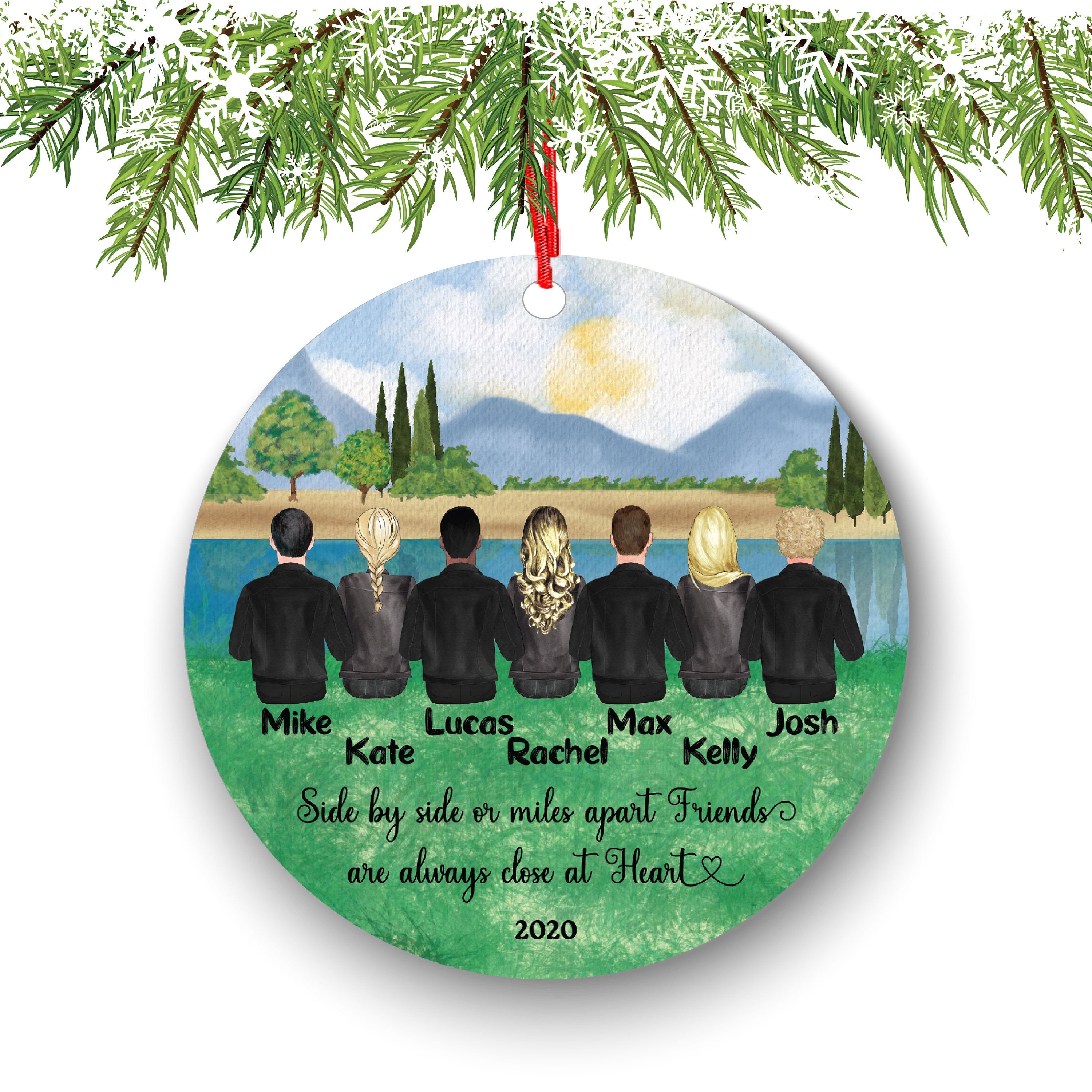 Best Friends Christmas Ornament Male Female Soul Sisters Brothers for 2 3 4 5 6 7 8 for Coworkers Personalized BFF Custom Team School Family