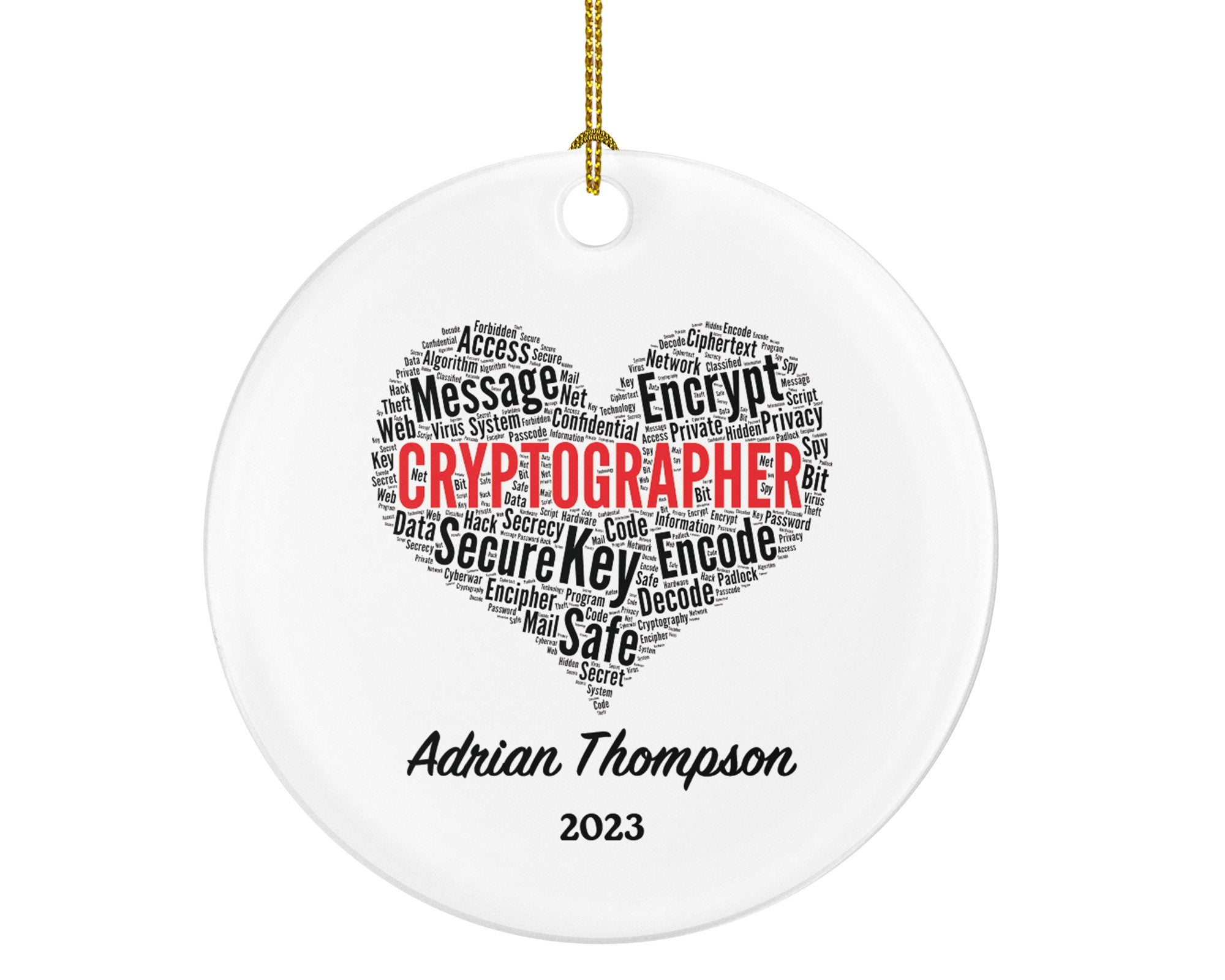 Cryptographer Christmas Ornament Personalized - Security Encode Encrypt Safe Secure Code Custom Gift