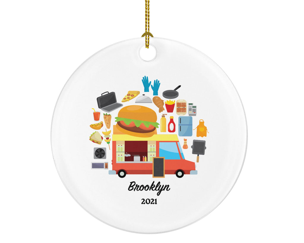 Food Truck Owner Worker Waitress Christmas Ornament - Personalized Gift for Food Truck Chef Custom Name Boss Employee Fast Food