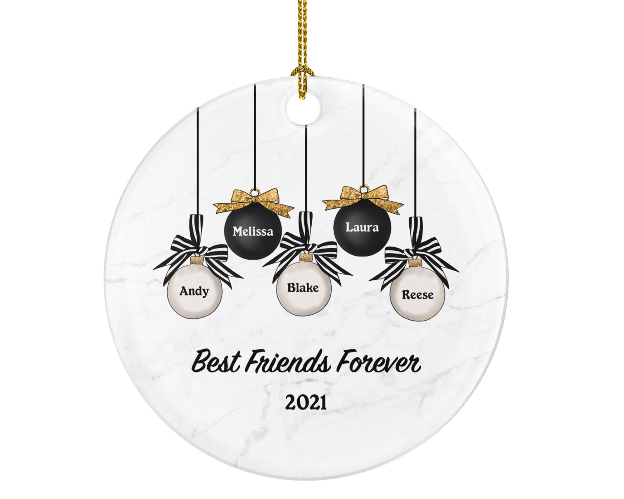 Best Friends Christmas Ornament Personalized - BFF Gift Besties Soul Sisters Custom