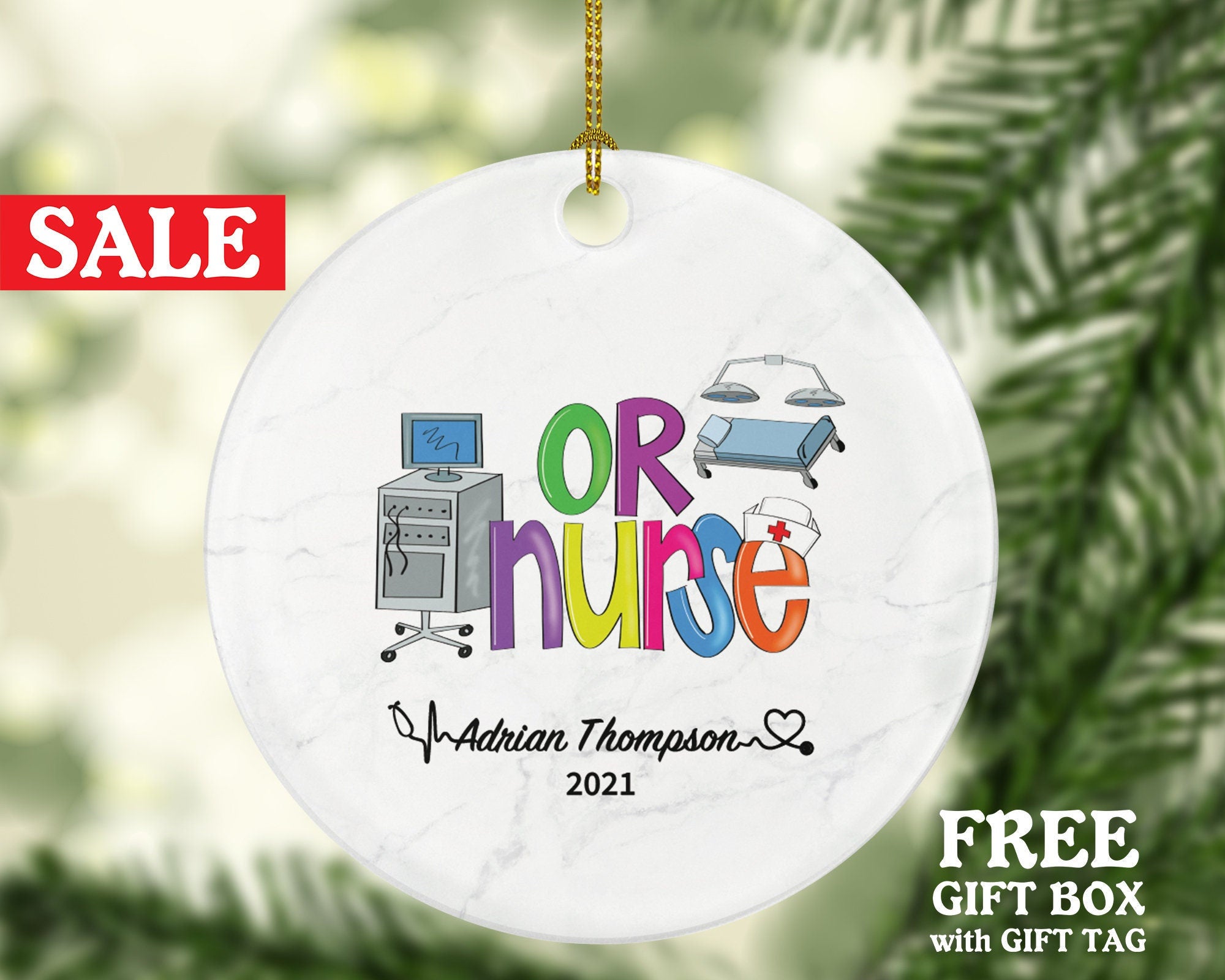 Operating Room OR Nurse Christmas Ornament Personalized - Nurse Registered Health Worker Gift from Patient for Nurse RN Custom Medical