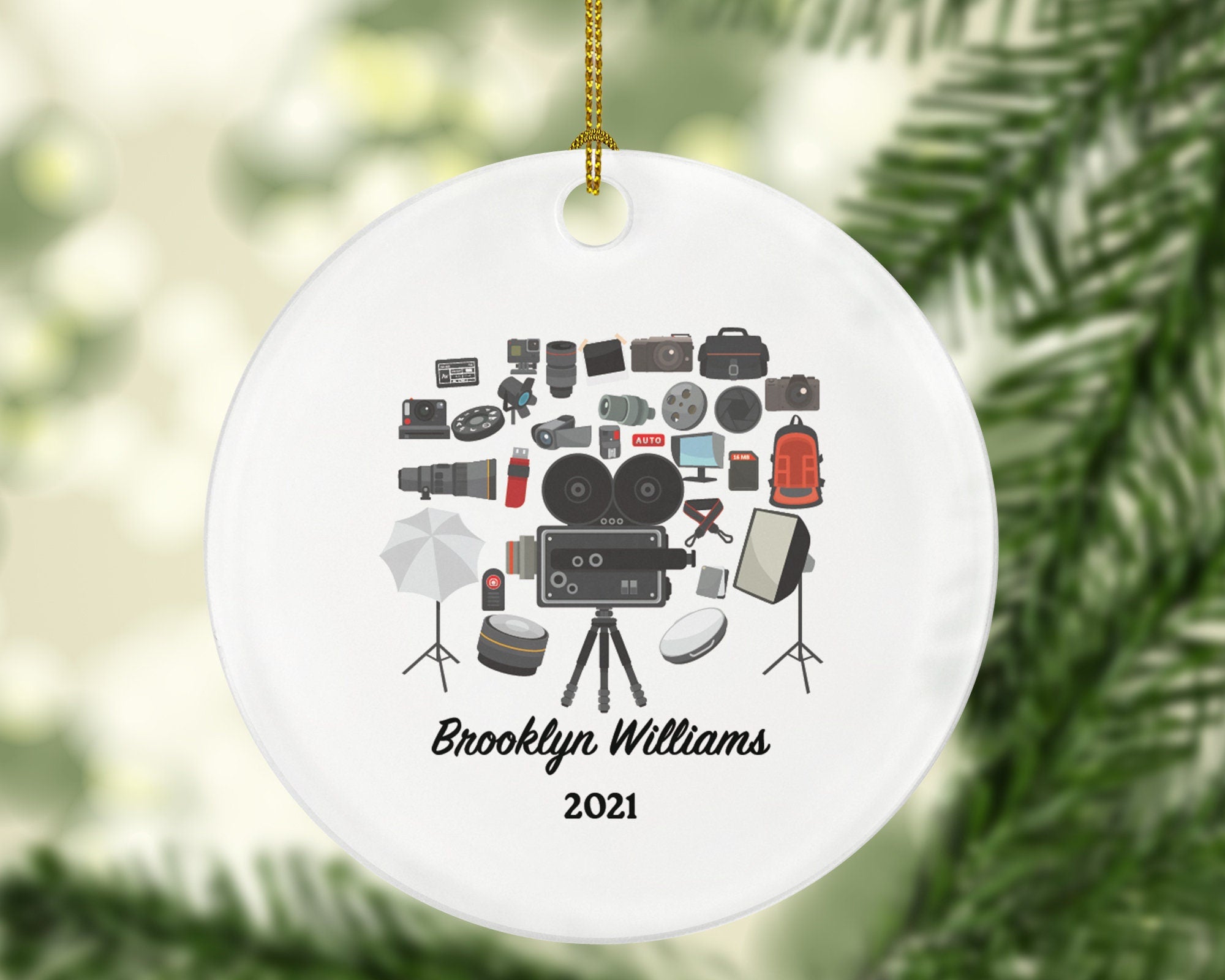 Video Maker Photographer Christmas Ornament Personalized, Content Creator Social Media Influencer Youtuber Vlogger Blogger Movie Maker Gift