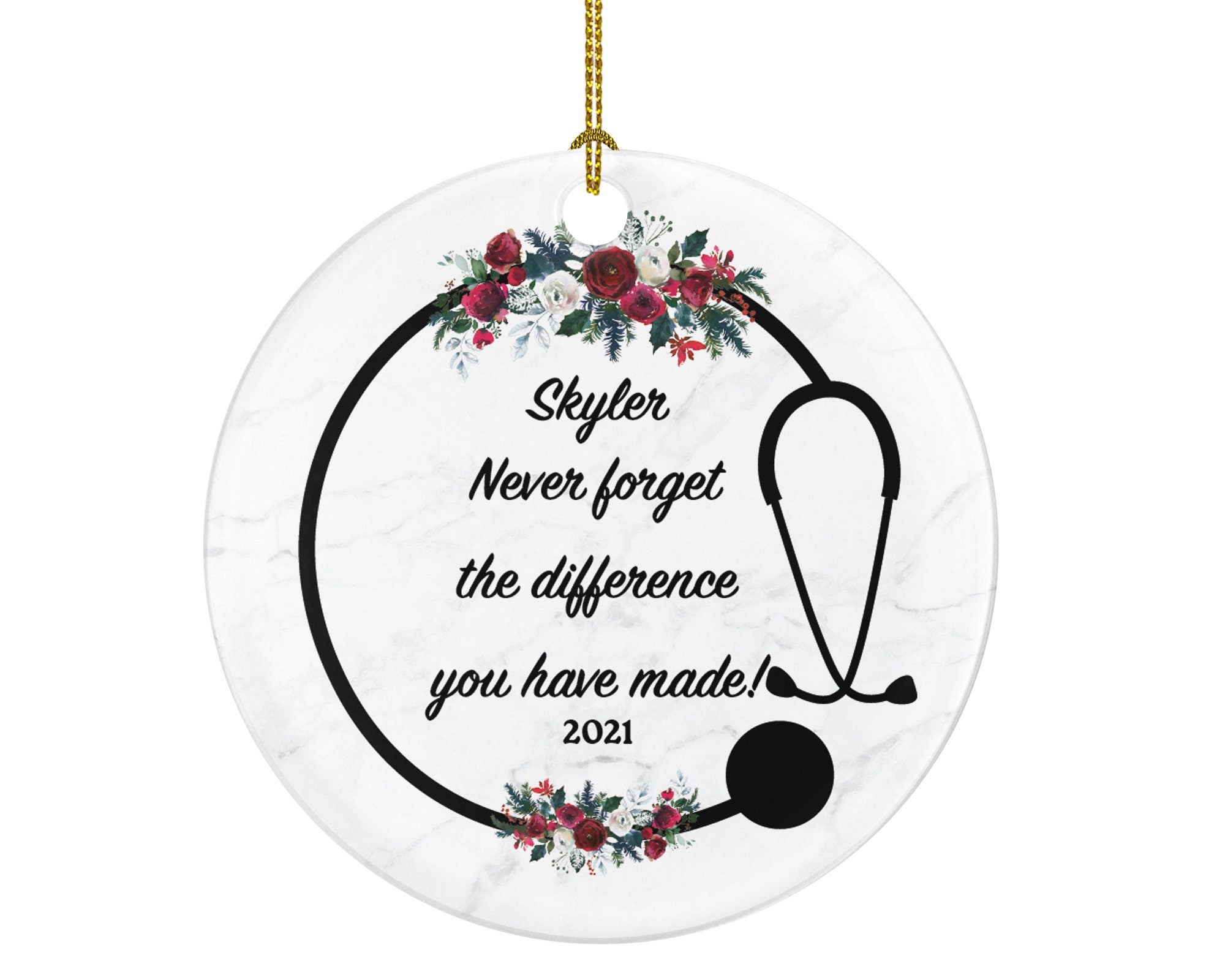 Personalized Medical Doctor Christmas Ornament Health Worker Gift from Patient for Nurse Physician Physical Therapist Practitioner MD RN PT